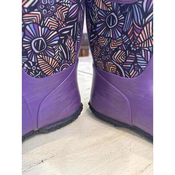 Bogs Girls Purple Waterproof Rubber Boots Size 1 Big Kids Floral Garden - Picture 5 of 7